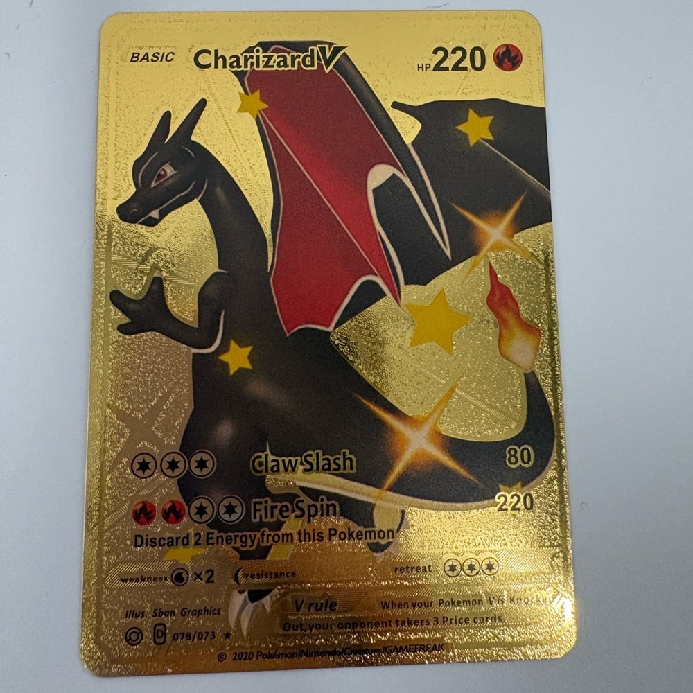 Charizard Gold Fan Art Cards 4: Charizard V, Shining Charizard, Evolution HP 450 - Picture 5 of 7